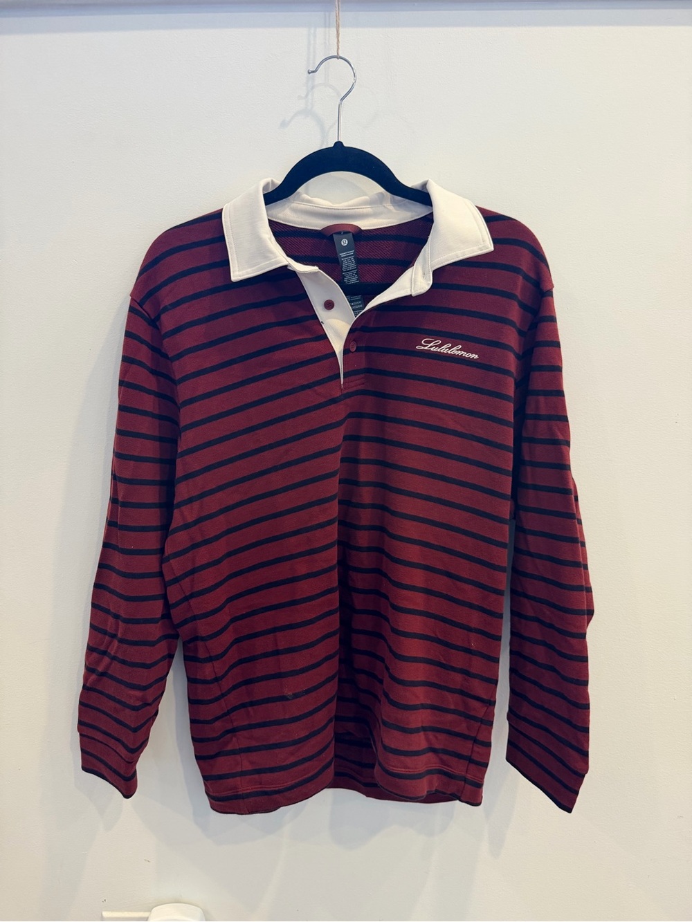 Lululemon athletica Burgundy & Navy Striped Rugby Sweater